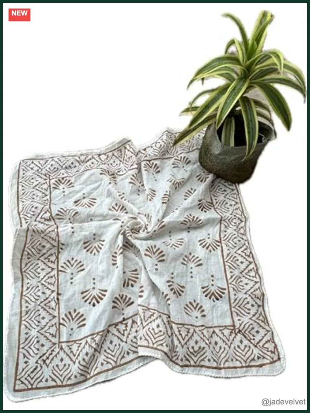 Hand Block Print Cotton Bandana - Paisley Design Kerchief Scarf